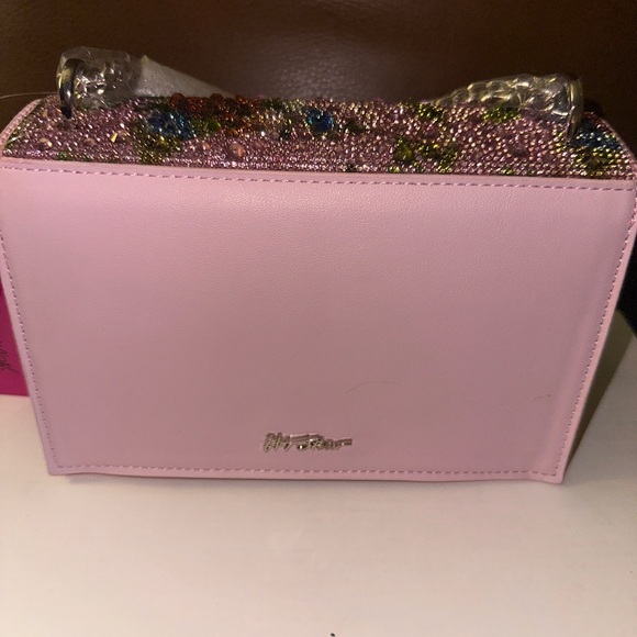 Betsey Johnson Sparkling Pink Multicolor Gem Wristlet/Long purse/crossbody - Picture 3 of 7